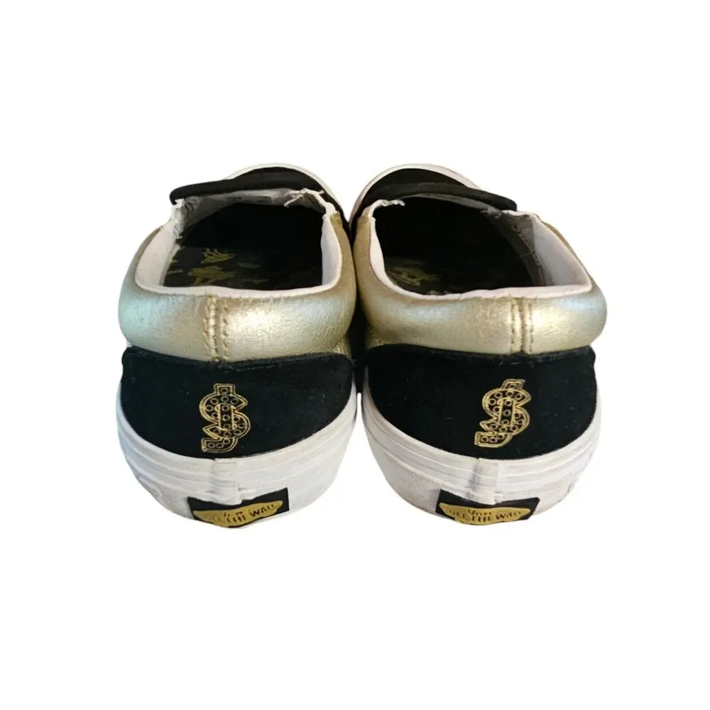 Vans x Shake Junt Slip On Pro Skate Suede Leather Shoes‎ Black Gold Men 7.5